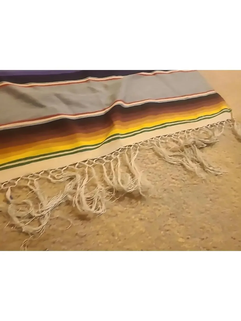 Vintage Cotton Loom Woven Blanket Throw Saltillo Serape Mexico 89
